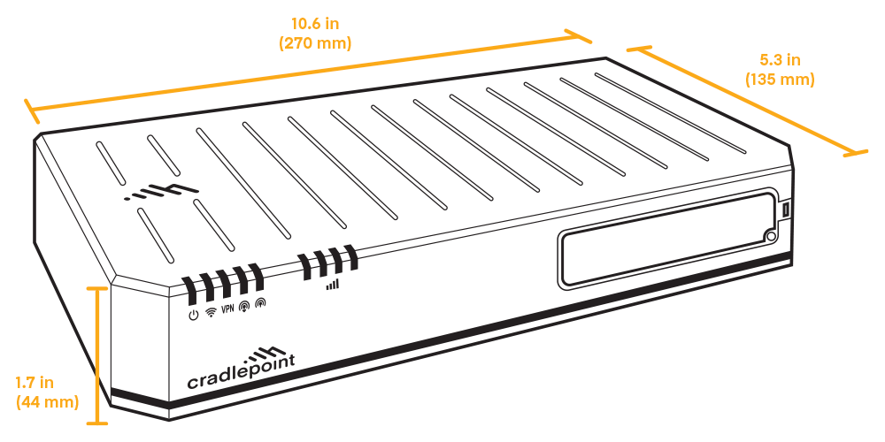 Ericsson Cradlepoint E300-5GB dimensions: 135 x 270 x 44 mm