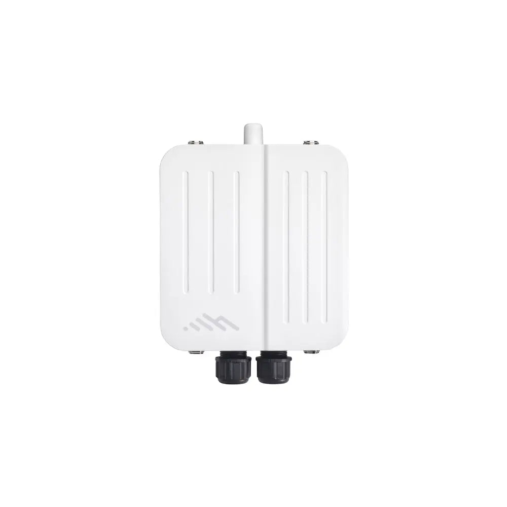 Up view of the Ericsson Cradlepoint W1855 outdoor adapter showcasing its robust design for 5G connectivity.