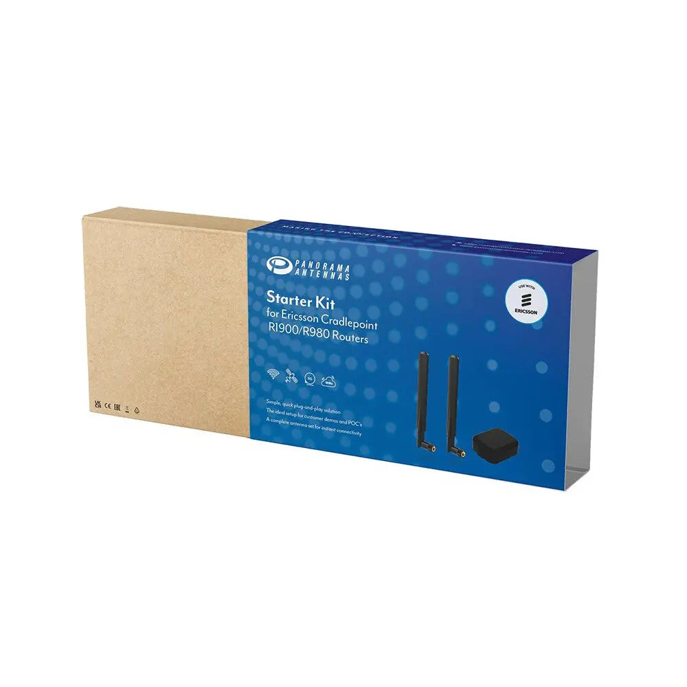 Size comparison of the R1900/R980 Starter Kit box alongside a common object for scale, highlighting its compact packaging.
