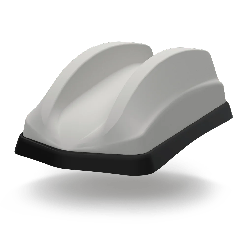 MiMo Dual Sharkee 5G Antenna in white – Advanced sharkfin style housing with 4x4 MiMo for 4G/5G and up to 6x6 MiMo dual-band WiFi.