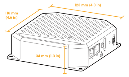 Ericsson Cradlepoint S700-series dimensions: 123 x 118 x 34 mm