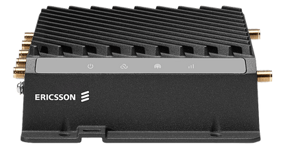 Ericsson Cradlepoint R980 5G router, front view with status LEDs and SMA antenna connectors