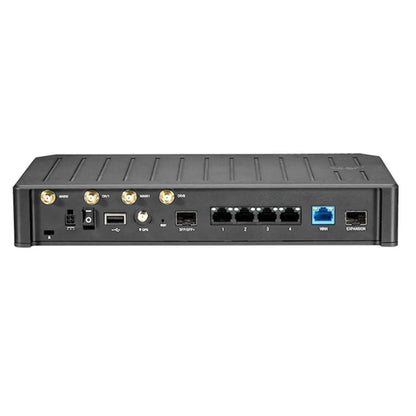 Back view of the Ericsson Cradlepoint E100-5G showcasing its micro design for hybrid WAN solutions in US/CDA.