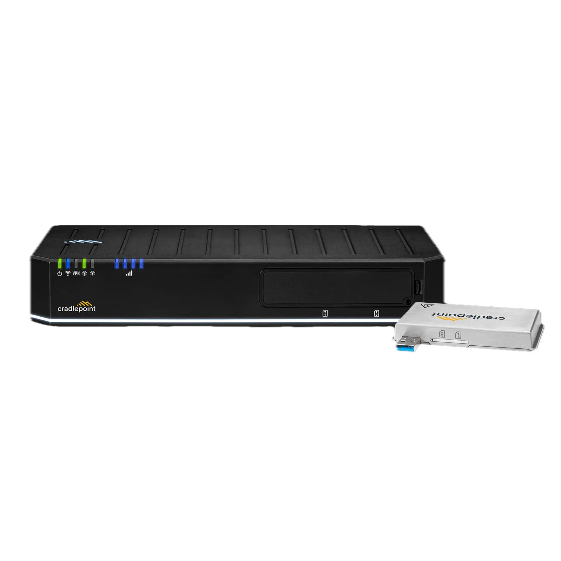 Ericsson Cradlepoint E300-5G with accessory – Compact 5G, SD-WAN, and security appliance designed for hybrid WAN sites.
