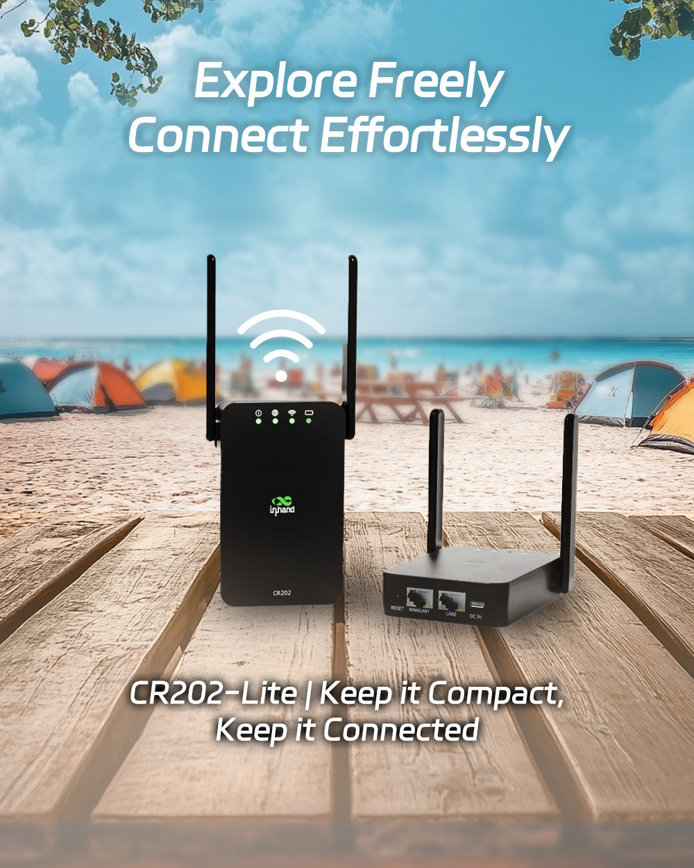 InHand CR202-Lite compact portable 4G router outdoors