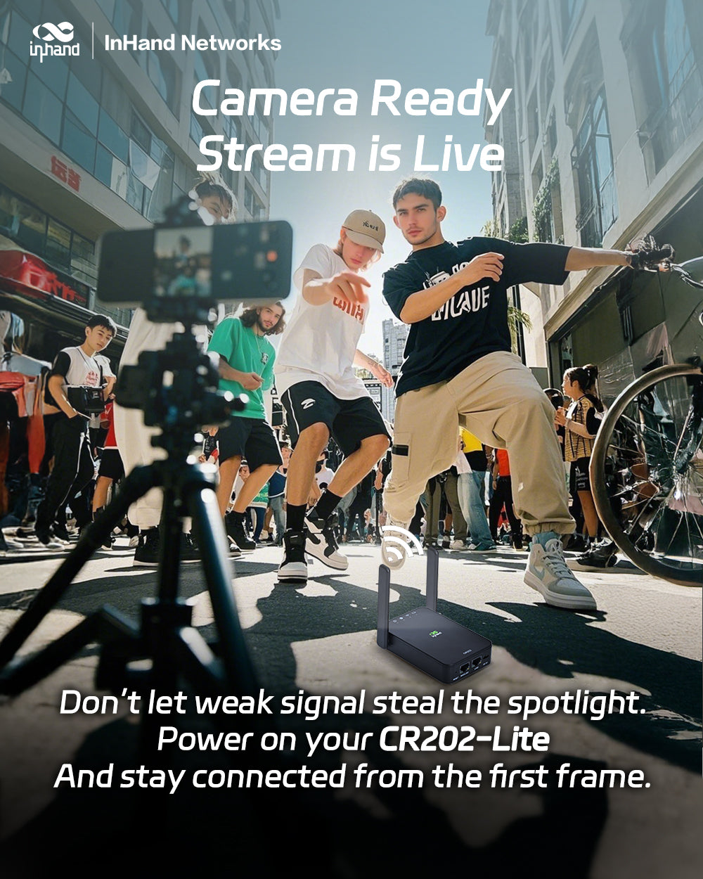 InHand CR202-Lite powering a live camera stream