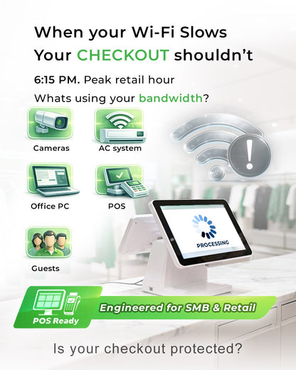 InHand FWA12 POS Ready mode protecting checkout bandwidth at peak retail hours