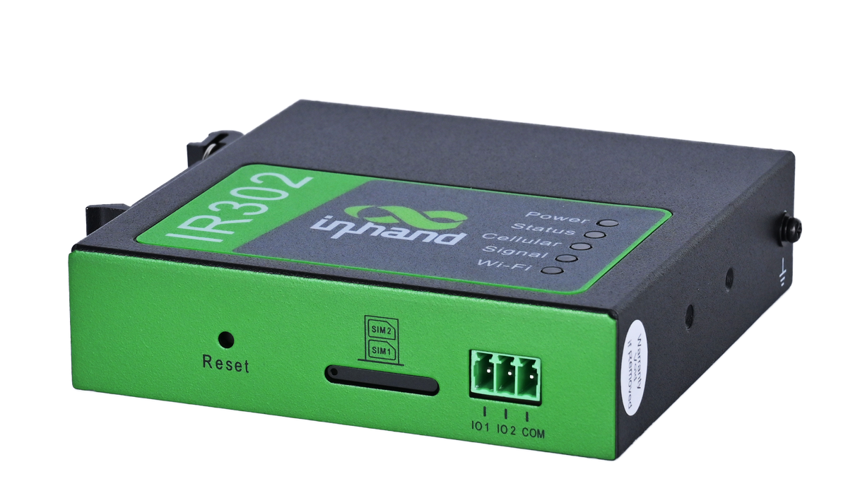 InHand IR302 industrial LTE router, side view