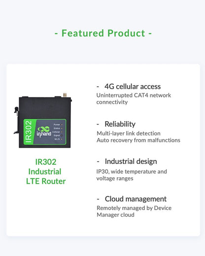 InHand IR302 industrial LTE router feature summary