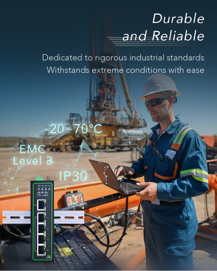 InHand IR315 durable design: IP30, EMC level 3, -20 to 70C operation