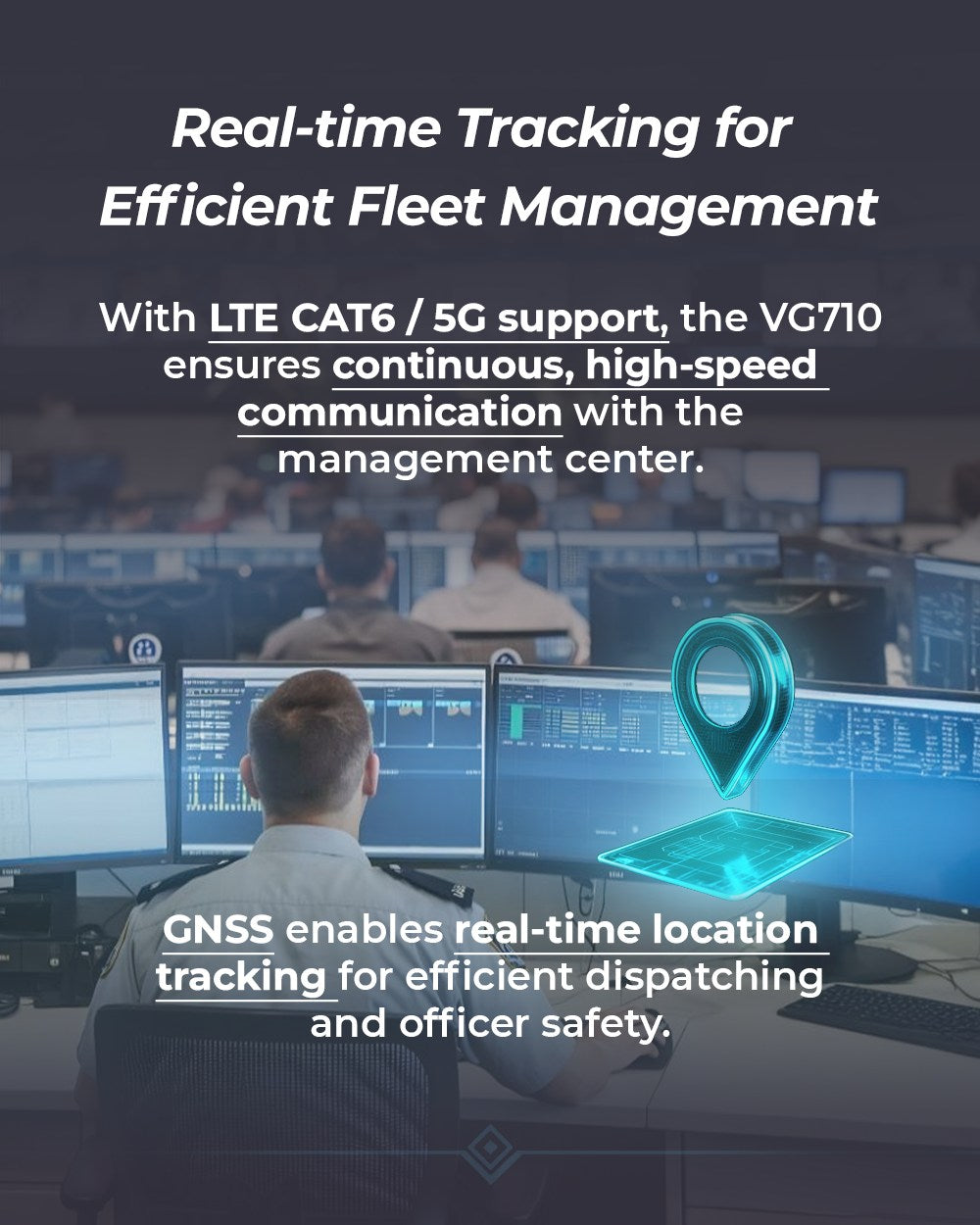InHand VG710 real-time GNSS fleet tracking for police dispatch