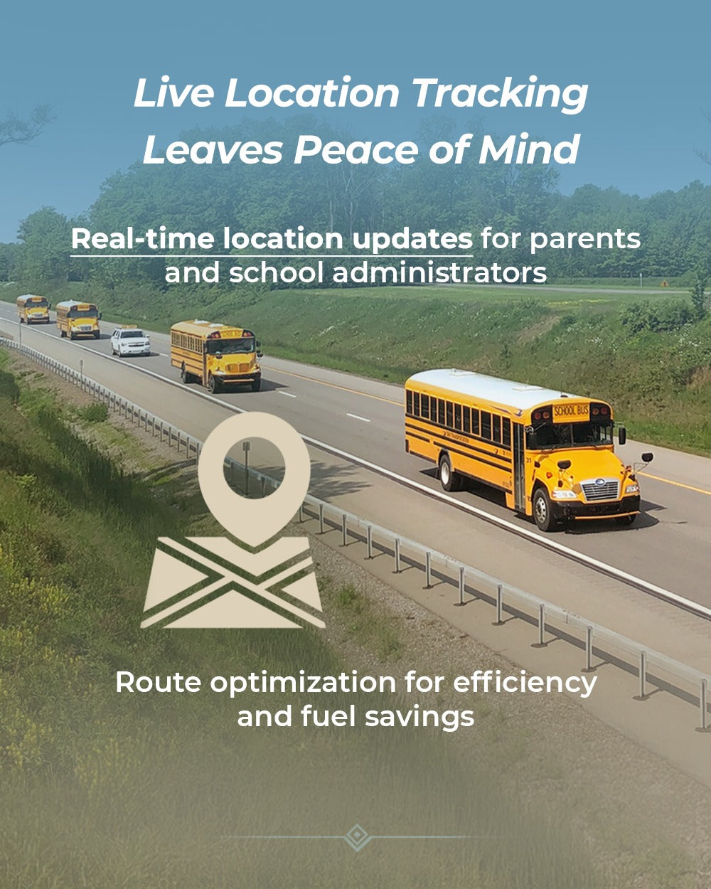 InHand VG710 live GPS route tracking on a school bus